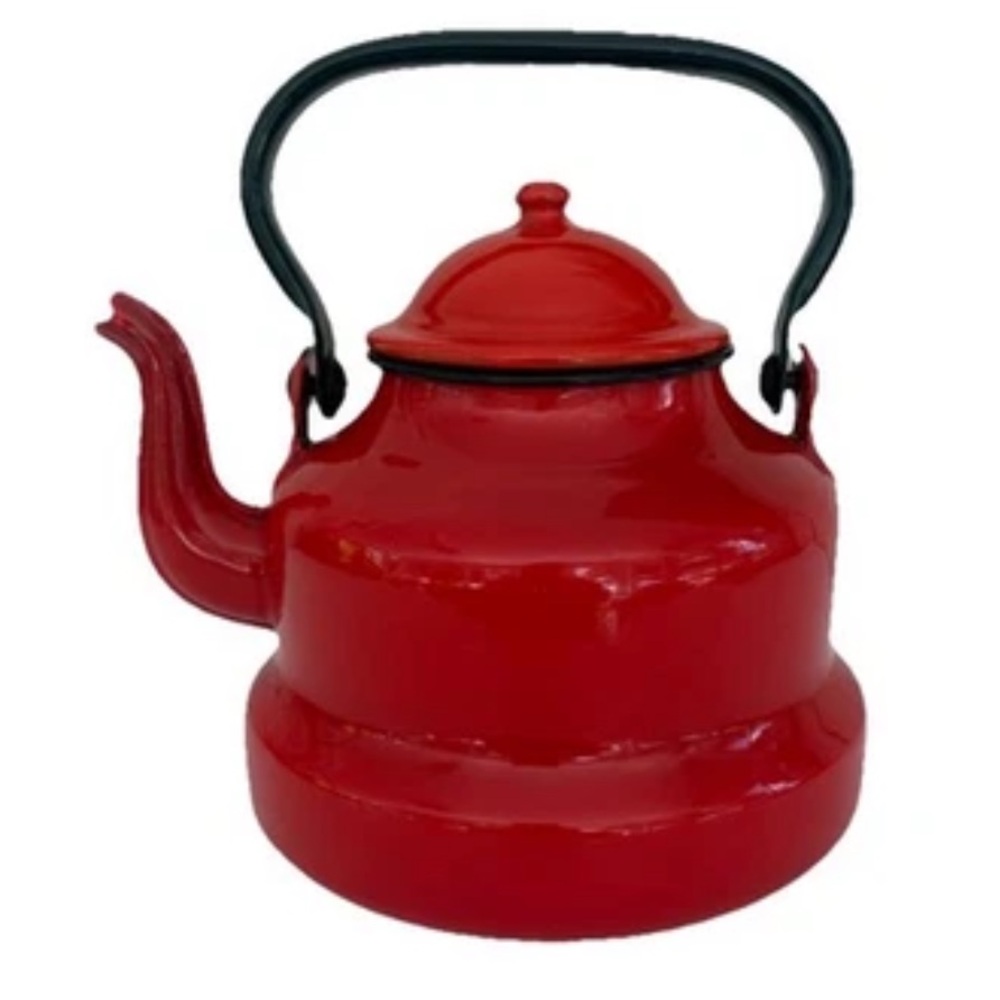 Vintage Red Kettle Coffee Tea Pot ERO Enamelware Romania